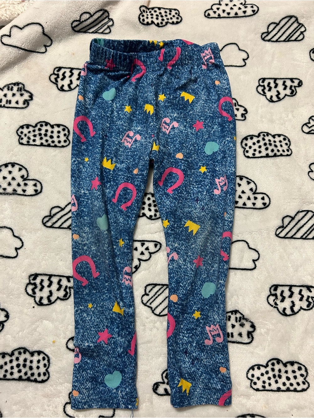 My Little Pony Blue Denim-Print Leggings with Pink & Yellow Accents